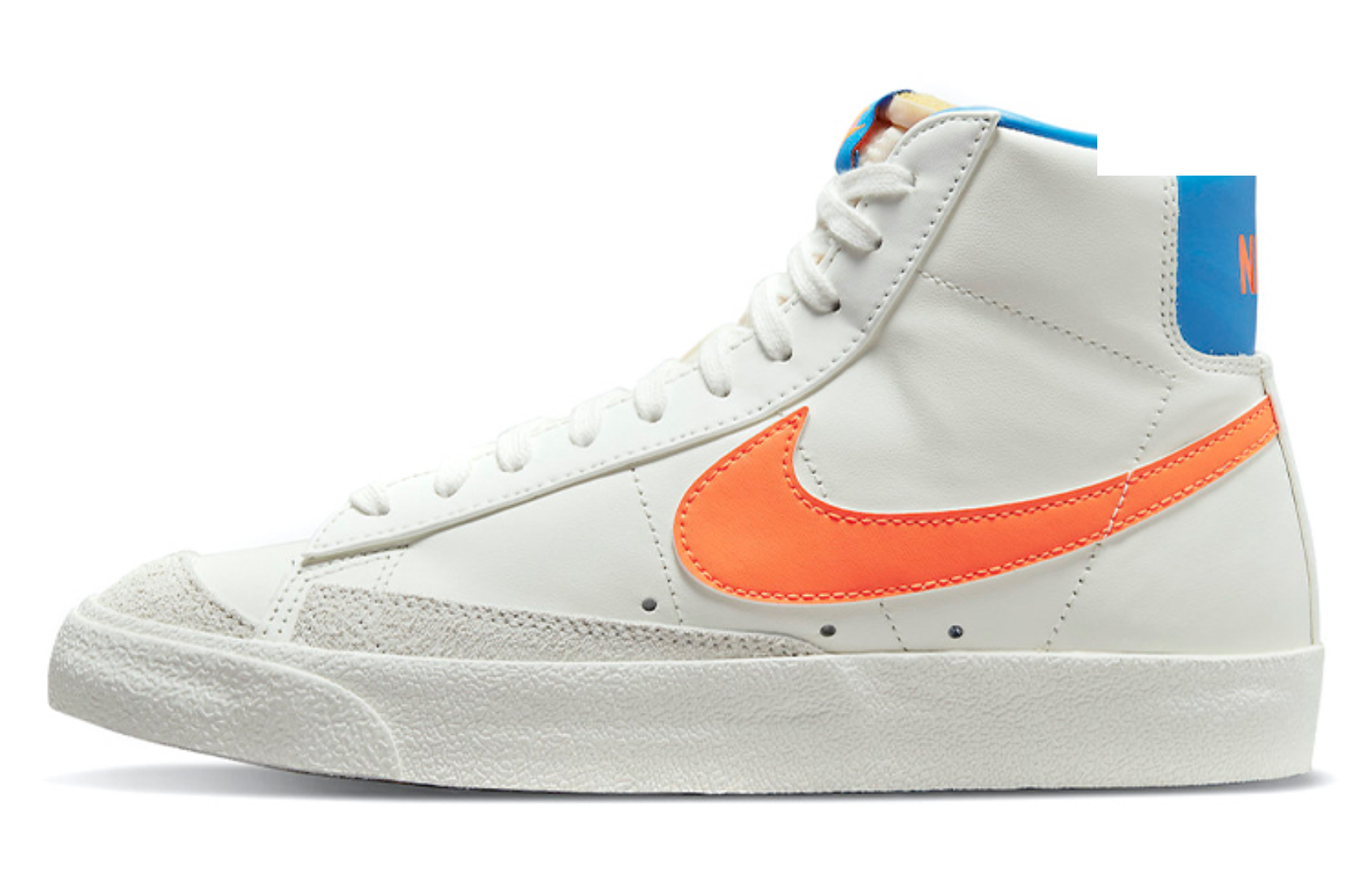 Фото № 1 с приближением к товару «‎Nike Blazer Mid '77 Mid-Top Sneakers WhiteBlueOrange»