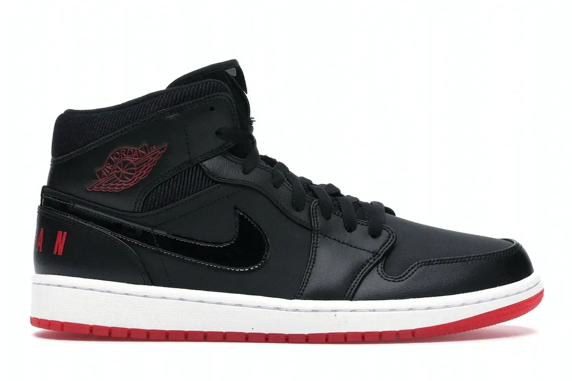 Фото № 1 с приближением к товару «‎Jordan 1 Mid Black University Red»