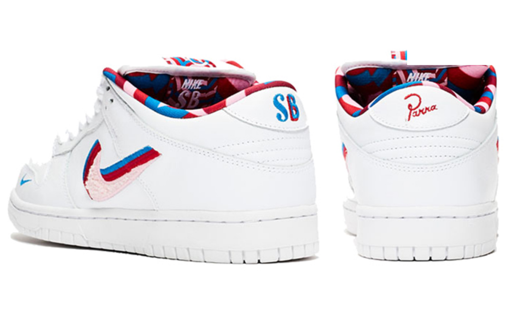Фото № 3 с приближением к товару «‎Parra x Nike SB Dunk Low Skate shoes white»