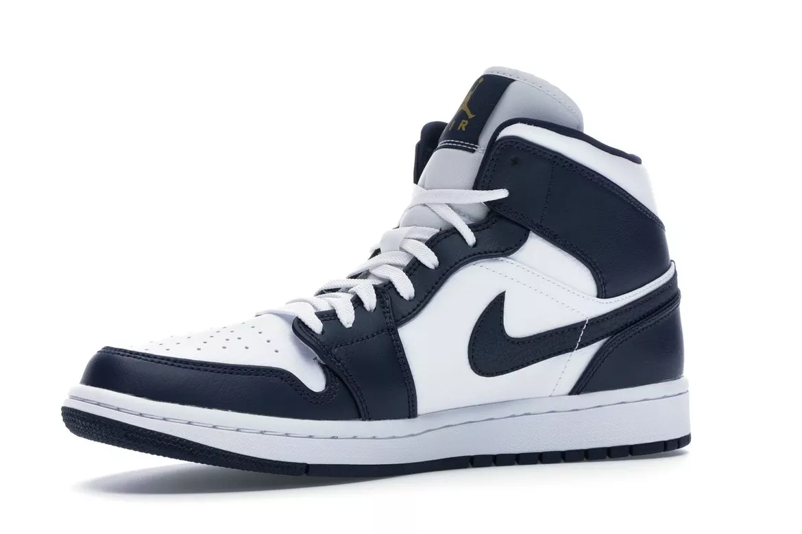 Фото № 2 с приближением к товару «‎Jordan 1 Mid White Metallic Gold Obsidian»