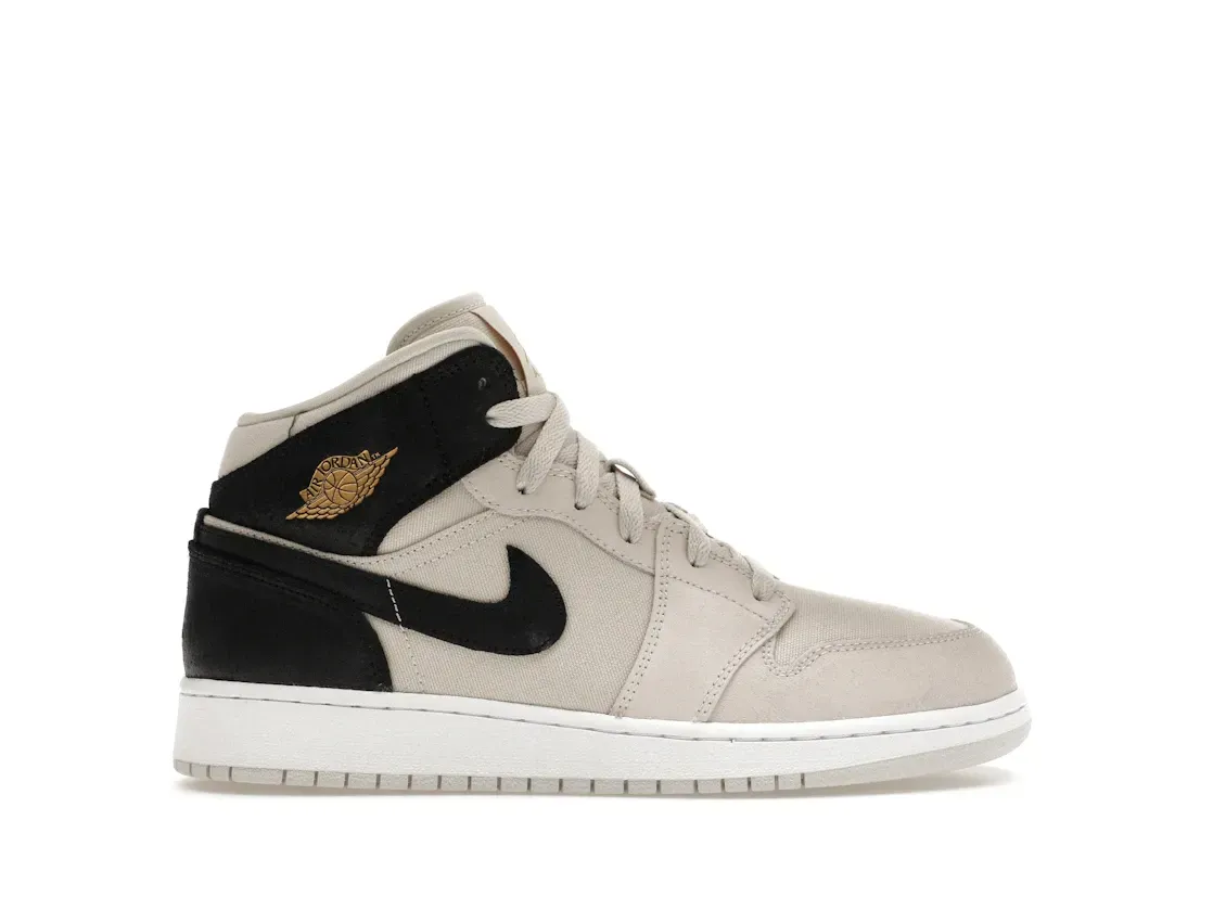 Фото № 1 с приближением к товару «‎Jordan 1 Mid Light Bone Metallic Gold Black »