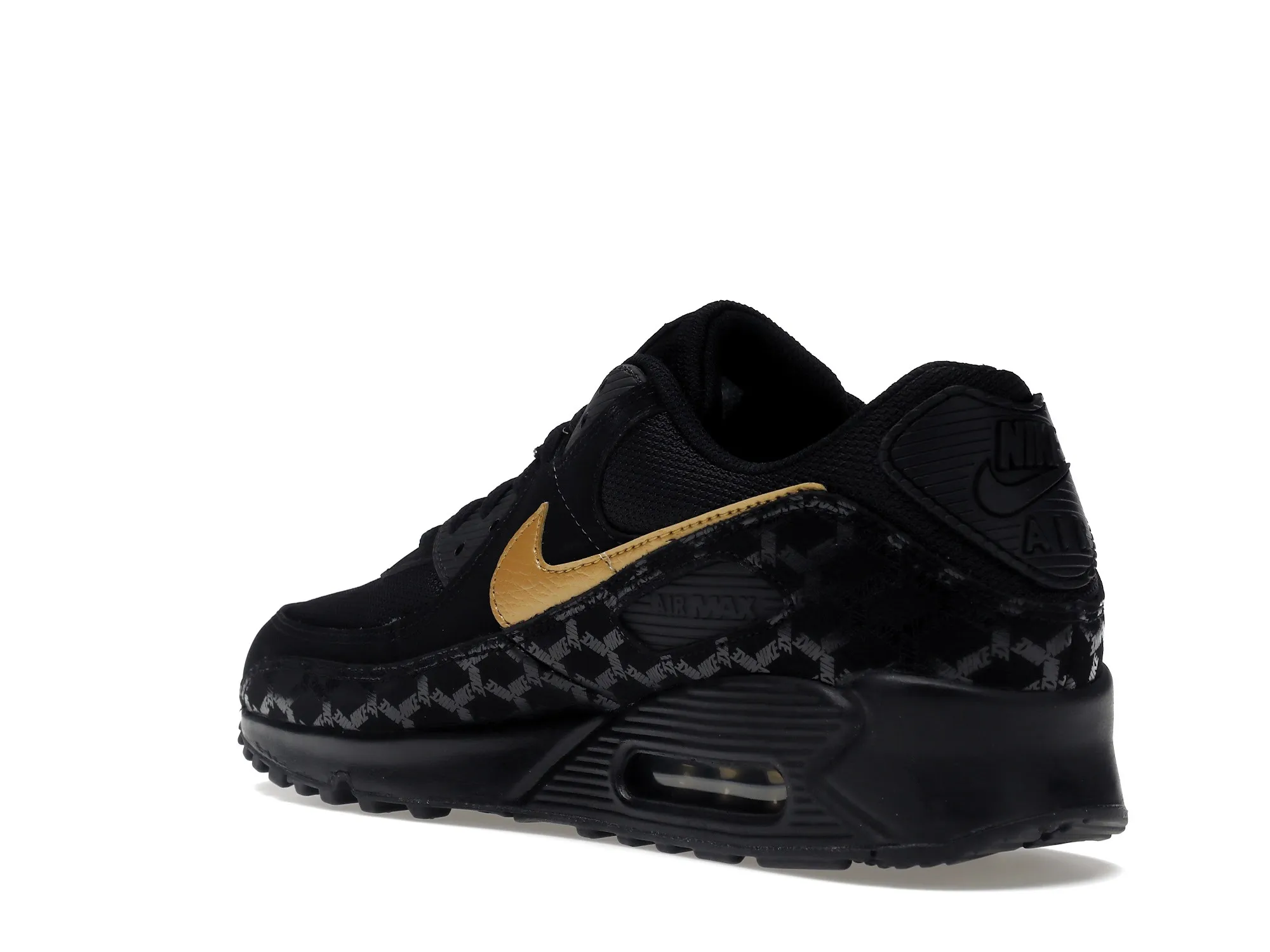 Фото № 6 с приближением к товару «‎Nike Air Max 90 Black Gold Muguard Pattern»