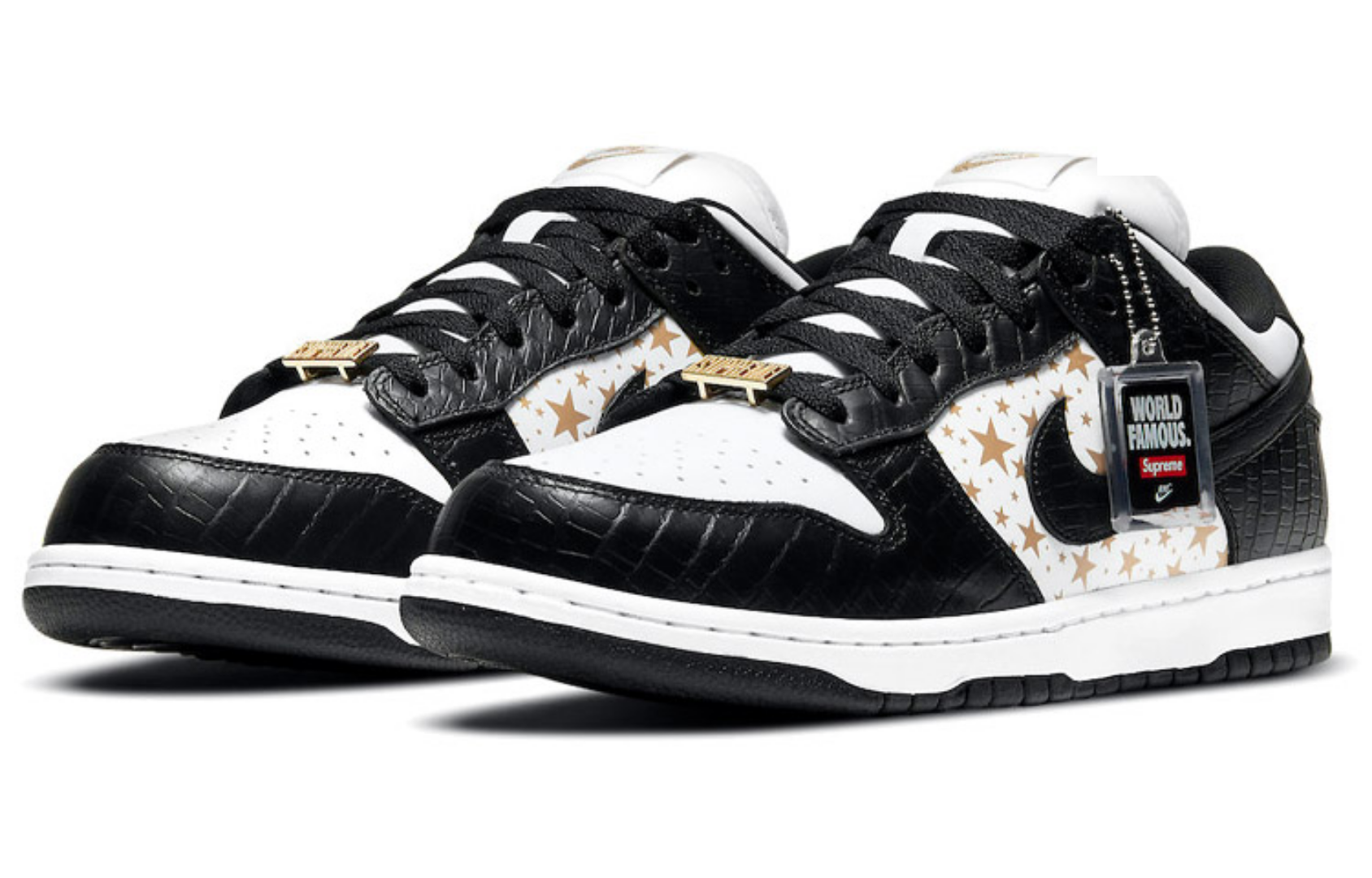 Фото № 3 с приближением к товару «‎Supreme x Nike SB Dunk Low WhiteGoldBlack»