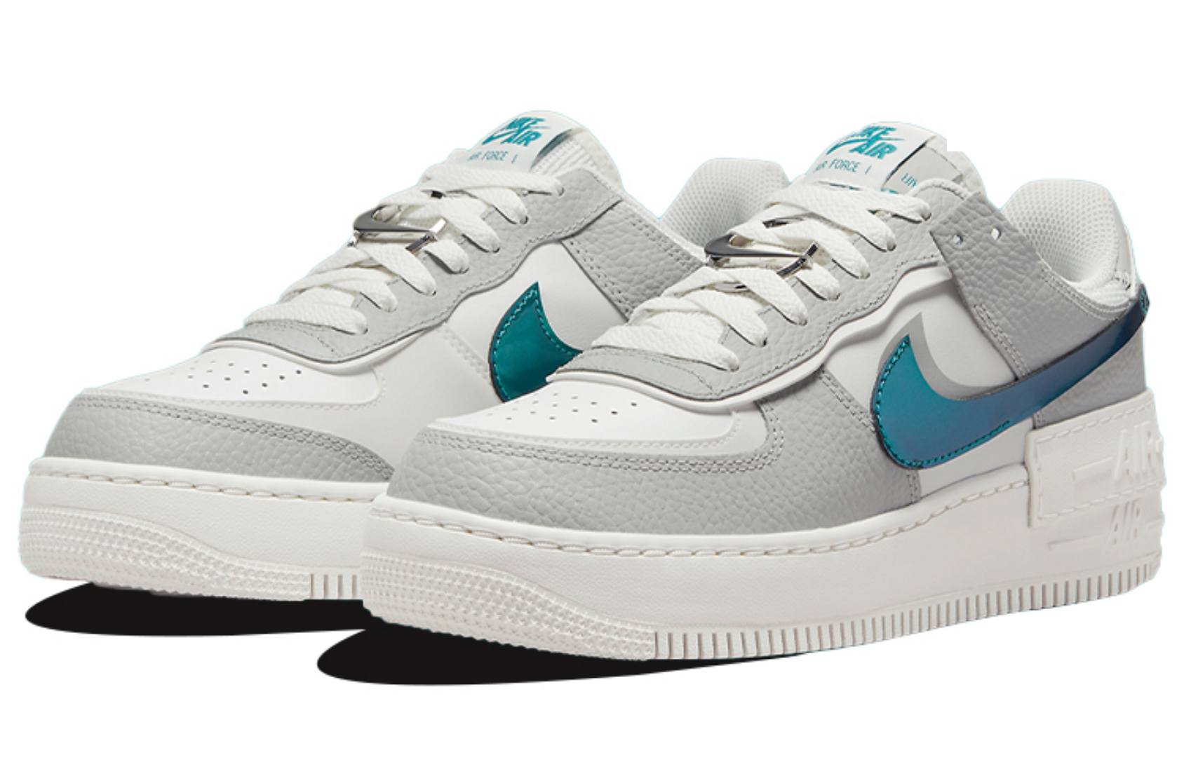 Фото № 3 с приближением к товару «‎Nike Air Force 1 Low Shadow Sneakers WhiteGreen»