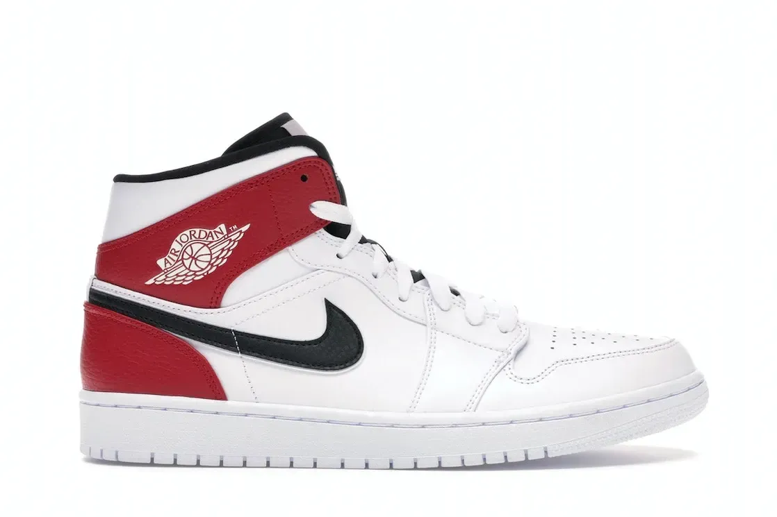 Фото № 1 с приближением к товару «‎Jordan 1 Mid White Black Gym Red»