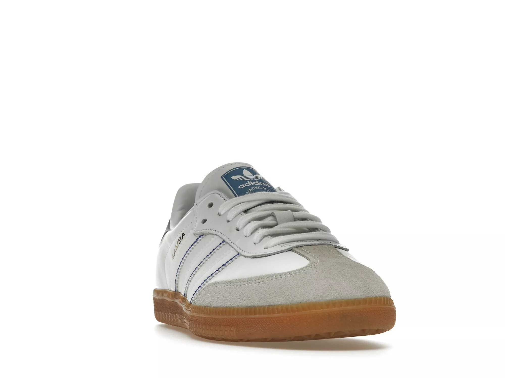 Фото № 4 с приближением к товару «‎adidas Samba Leather Cloud White Lucid Blue»