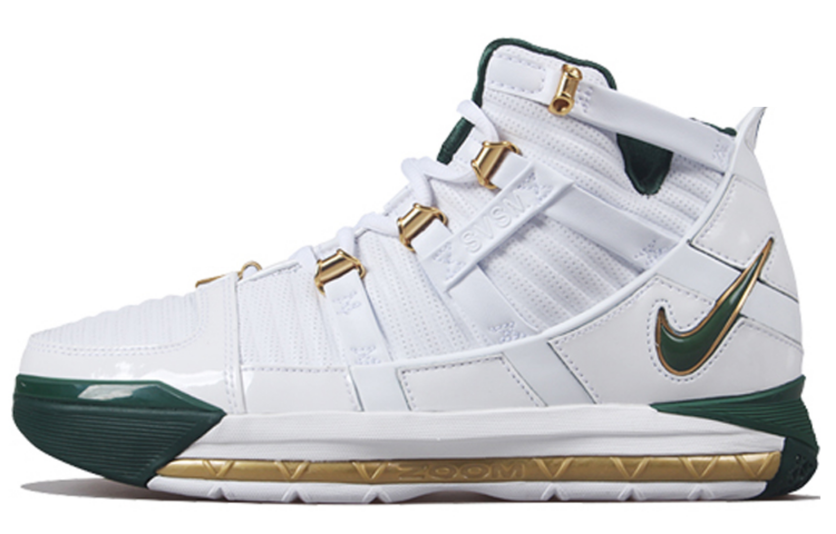 Фото № 1 с приближением к товару «‎ Nike Lebron 3 Vintage basketball shoes WhiteDeep ForestGold Dust»