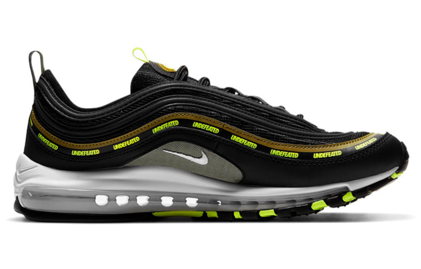 Фото № 2 с приближением к товару «‎Undefeated X Nike Air Max 97 Running Shoes BlackVoltMilitia Green»