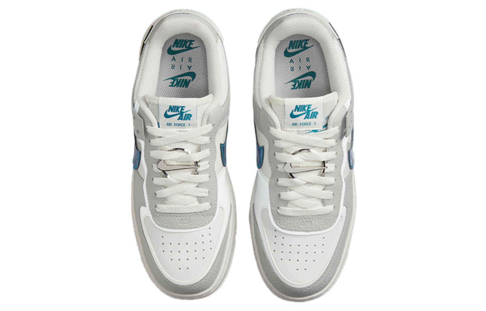 Фото № 4 с приближением к товару «‎Nike Air Force 1 Low Shadow Sneakers WhiteGreen»