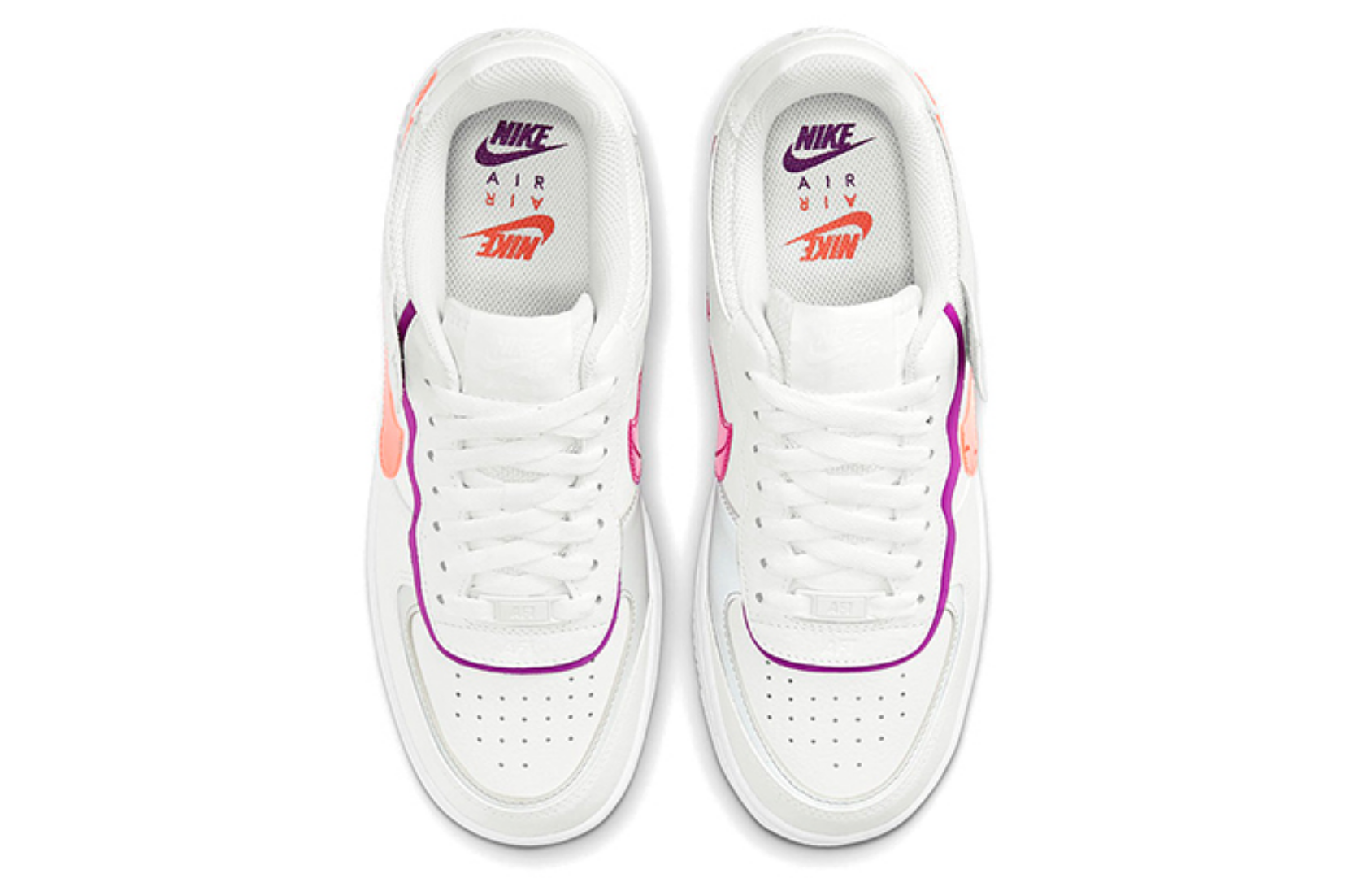 Фото № 4 с приближением к товару «‎Nike Air Force 1 Shadow Swoosh WhiteOrangePink»