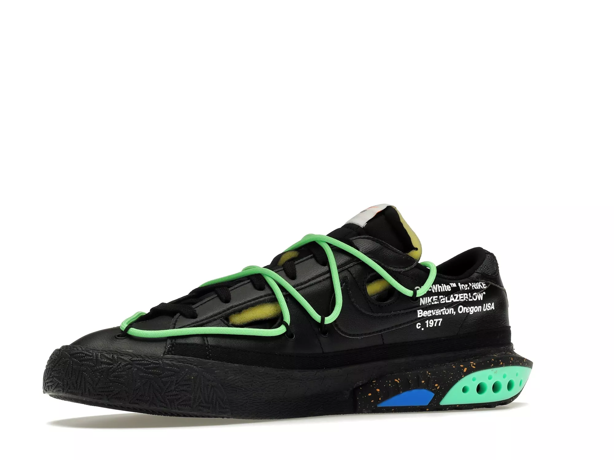 Фото № 4 с приближением к товару «‎Nike Blazer Low Off-White Black Electro Green»