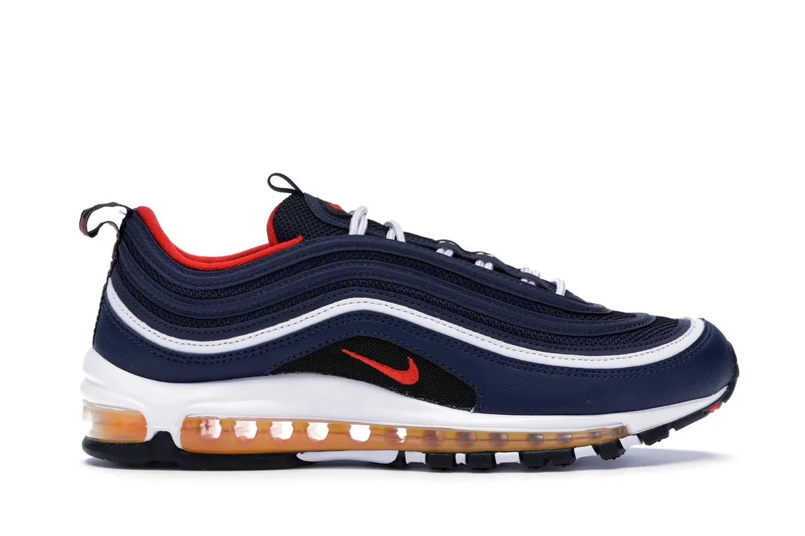 Фото № 1 с приближением к товару «‎Nike Air Max 97 Midnight Navy Habanero Red»