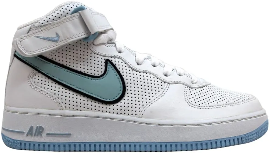 Фото № 1 с приближением к товару «‎Nike Air Force 1 Mid White/Ice Blue-Black »