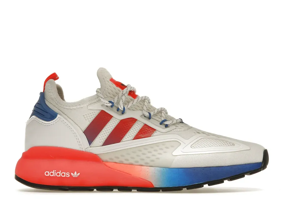 Фото № 1 с приближением к товару «‎adidas ZX 2K Boost White Solar Red Blue»