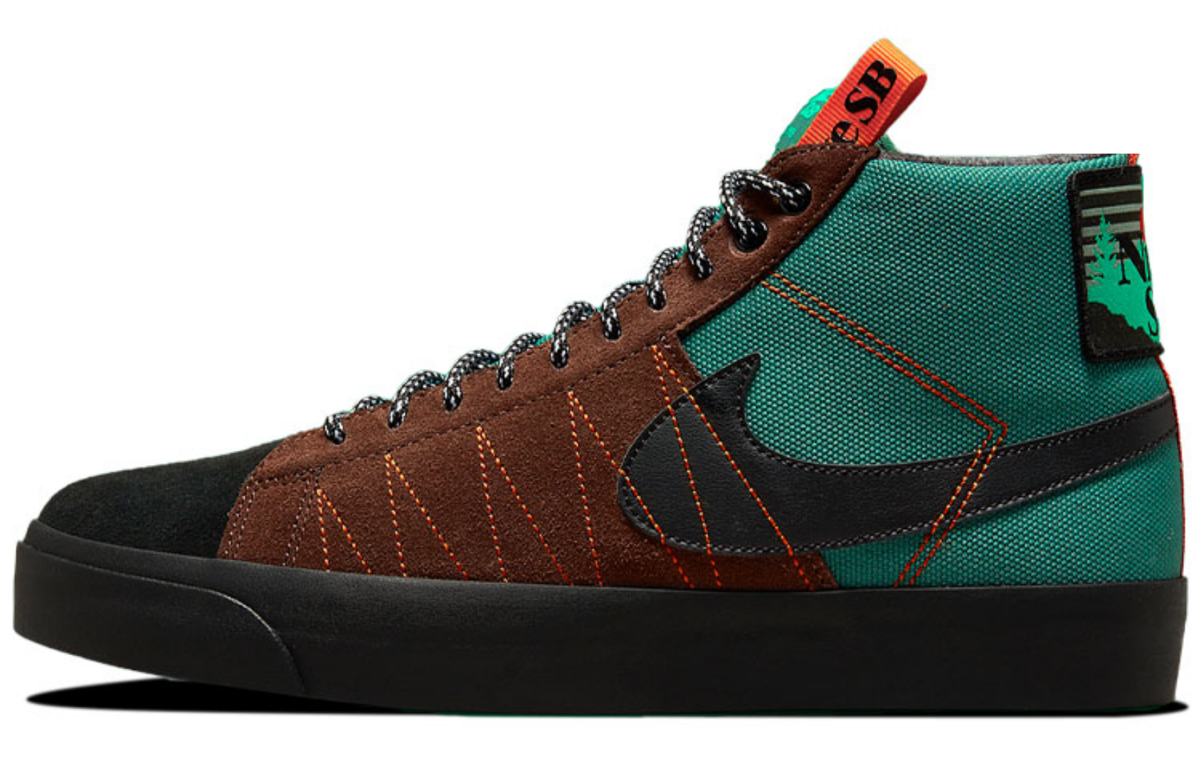 Фото № 1 с приближением к товару «‎Nike SB Zoom Blazer Mid PRM Sneakers BlackBrownGreen»