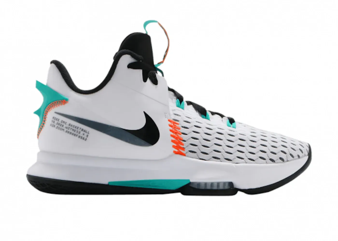 Фото № 1 с приближением к товару «‎Nike LeBron Witness 5 White Clear Jade»