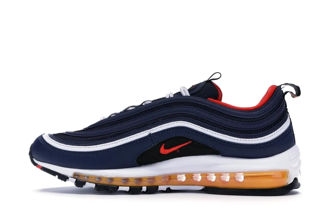 Фото № 5 с приближением к товару «‎Nike Air Max 97 Midnight Navy Habanero Red»