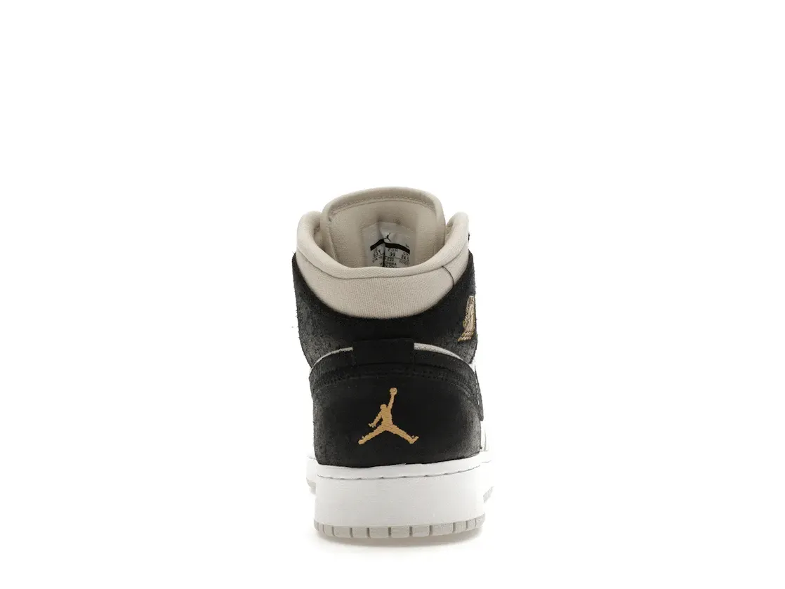 Фото № 4 с приближением к товару «‎Jordan 1 Mid Light Bone Metallic Gold Black »