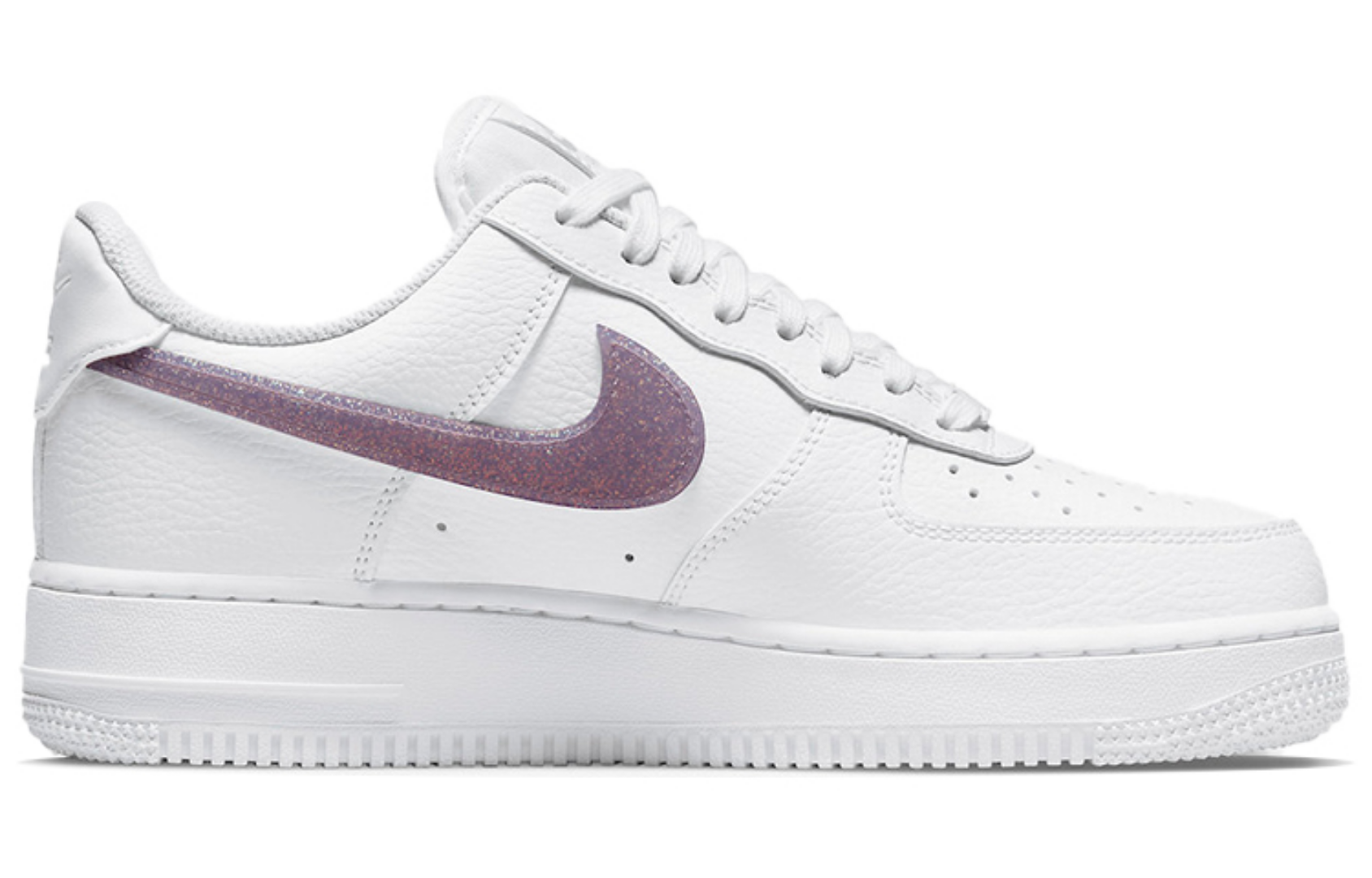 Фото № 2 с приближением к товару «‎Nike Air Force 1 Low "Glitter Swoosh" Low-Top Sneakers WhitePurple»