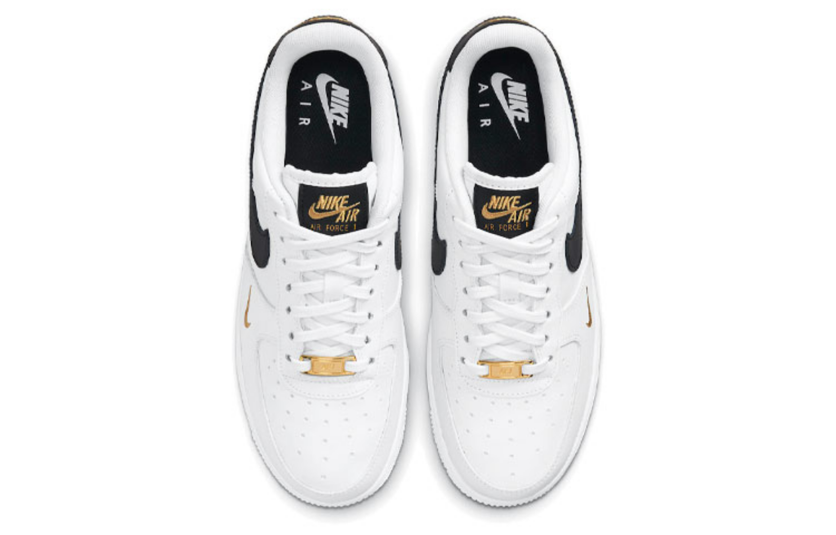 Фото № 4 с приближением к товару «‎Nike Air Force 1 Low 07 Essential White Black Gold Mini Swoosh»