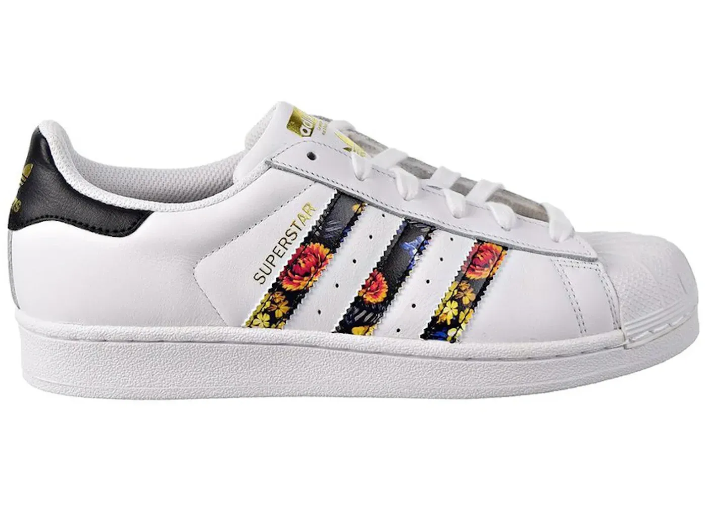 Фото № 1 с приближением к товару «‎adidas Superstar White Black Foral Stripes »