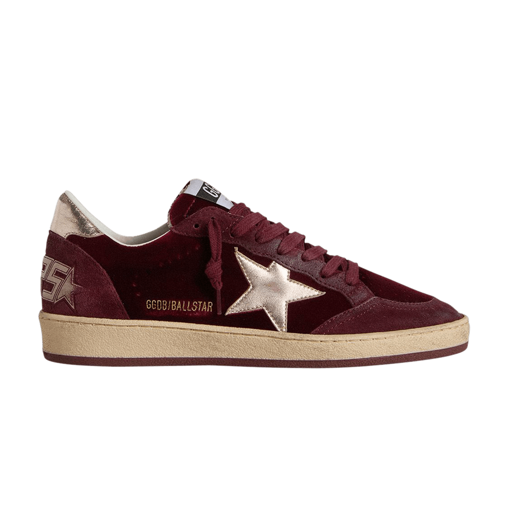 Golden Goose Women's Ball Star Velvet Ruby Red Silver