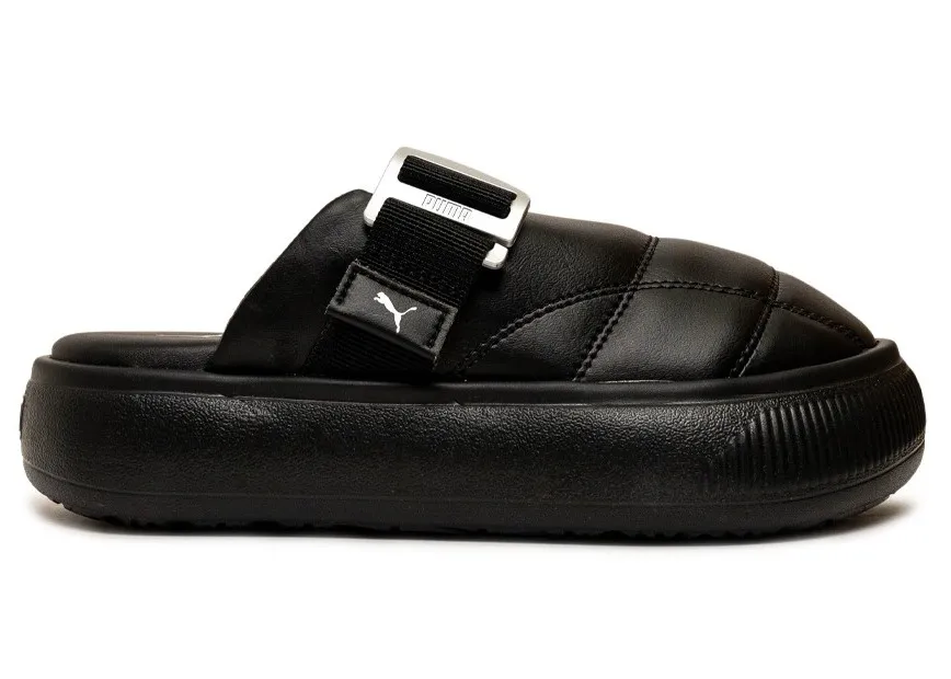 Фото № 1 с приближением к товару «‎Puma Suede Mayu Leather Mule Black Silver »
