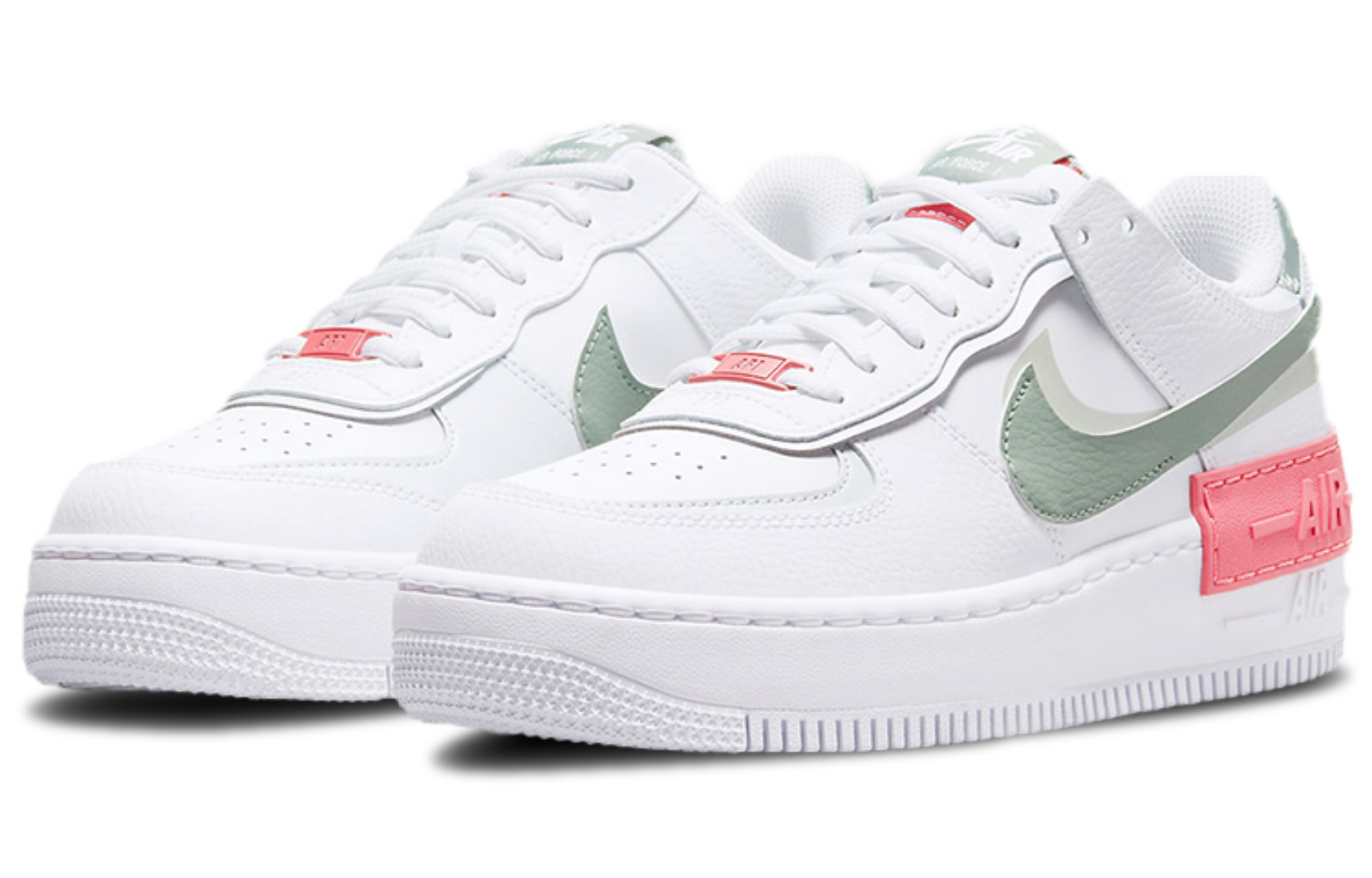 Фото № 3 с приближением к товару «‎Nike Air Force 1 Shadow WhiteGreenPink»