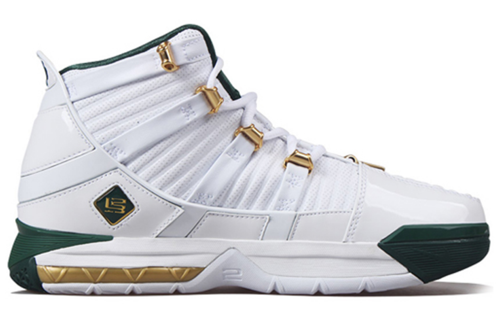 Фото № 2 с приближением к товару «‎ Nike Lebron 3 Vintage basketball shoes WhiteDeep ForestGold Dust»