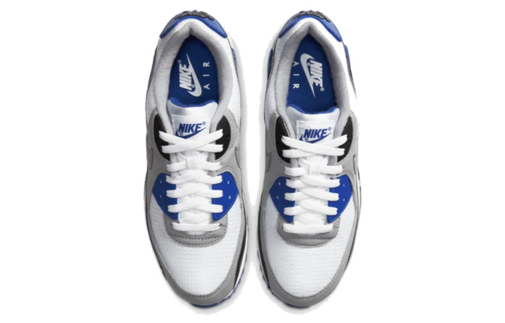 Фото № 4 с приближением к товару «‎Nike Air Max 90 Running Shoes WhiteHyper Royal-Black-Particle Grey»