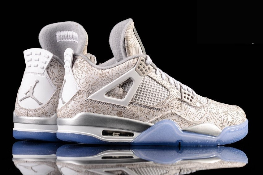 Фото № 3 с приближением к товару «‎Air Jordan 4 Retro 30Th Anniversary Laser Vintage Basketball Shoes Laser WhiteChrome-Metallic Silver»