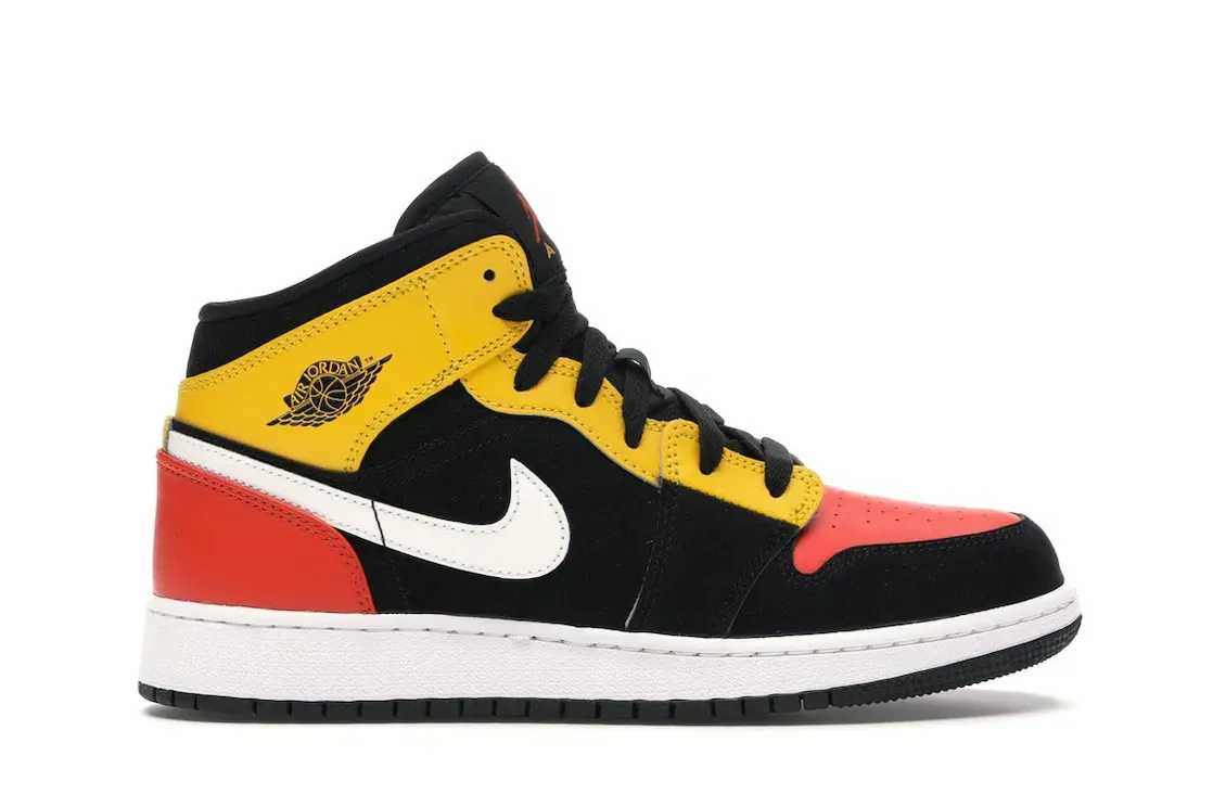 Фото № 1 с приближением к товару «‎Jordan 1 Mid Black Amarillo Team Orange »