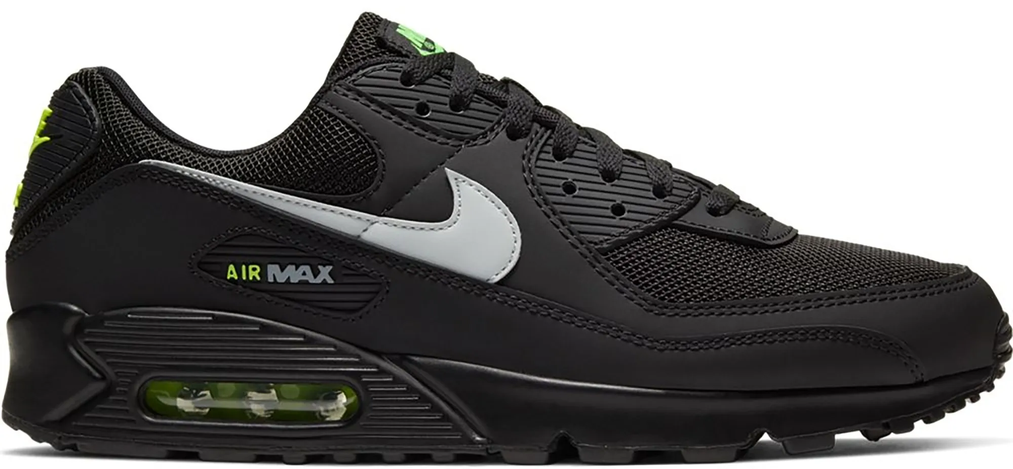 Фото № 1 с приближением к товару «‎Nike Air Max 90 Black Volt Light Smoke Grey»