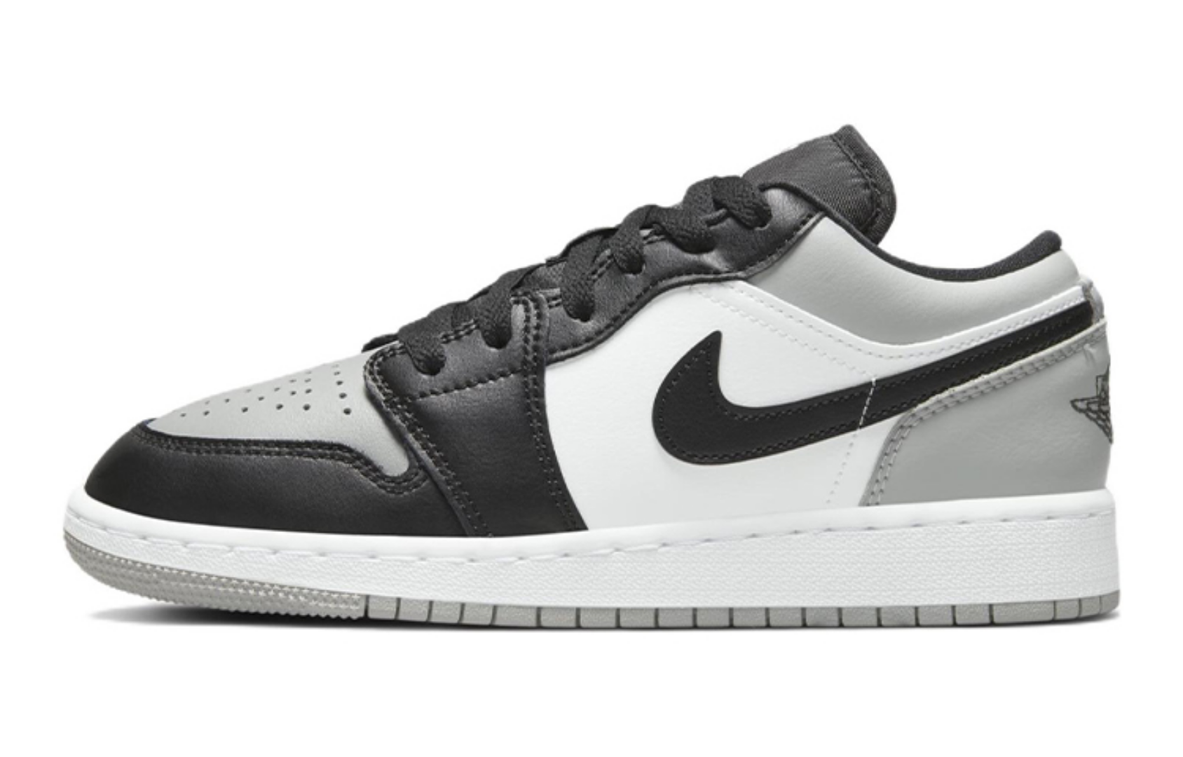 Фото № 1 с приближением к товару «‎Nike Air Jordan 1 Low (GS) Vintage basketball shoes Shadow Toe Light Smoke GreyBlackWhite»