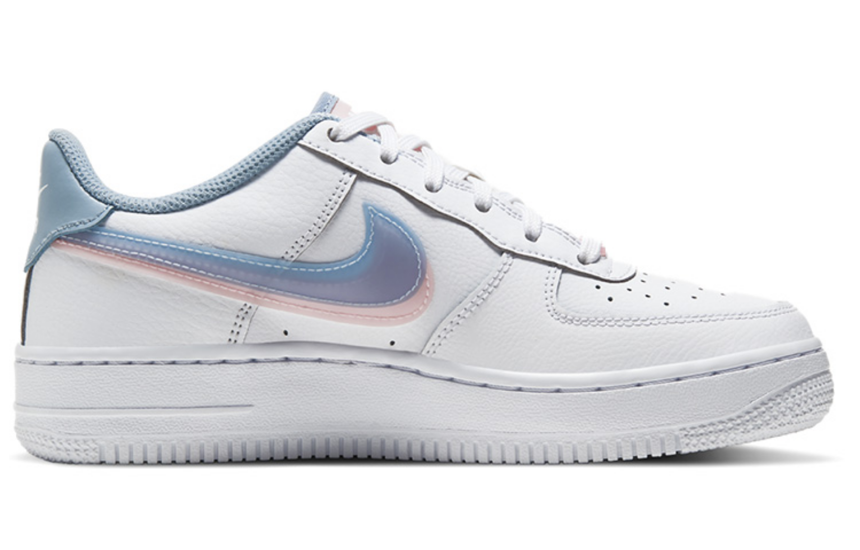Фото № 2 с приближением к товару «‎Nike Air Force 1 (GS) Double Swoosh WhiteBluePink»