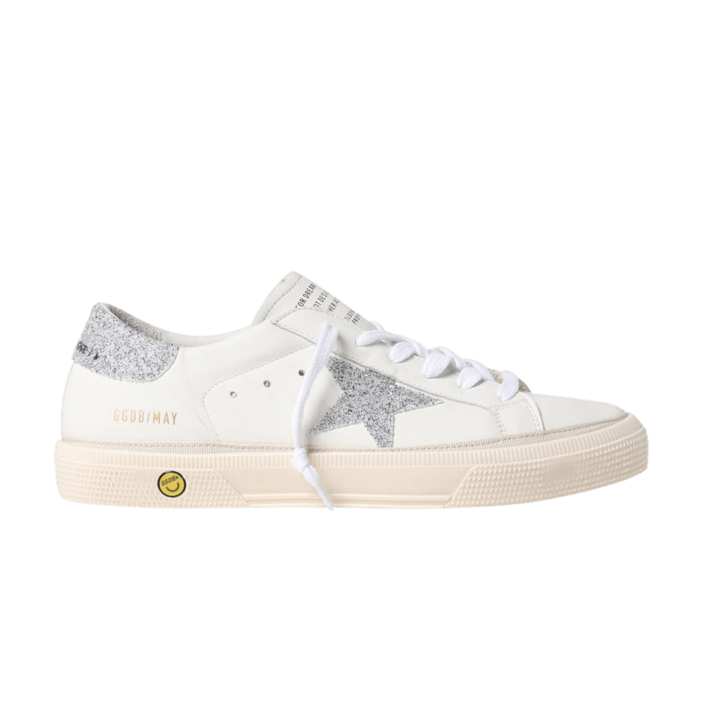 Golden Goose May Kids White Silver Glitter