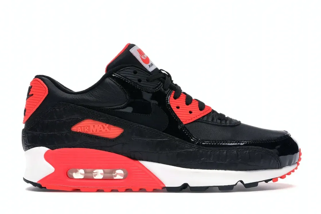 Фото № 1 с приближением к товару «‎Nike Air Max 90 Black Croc Infrared»