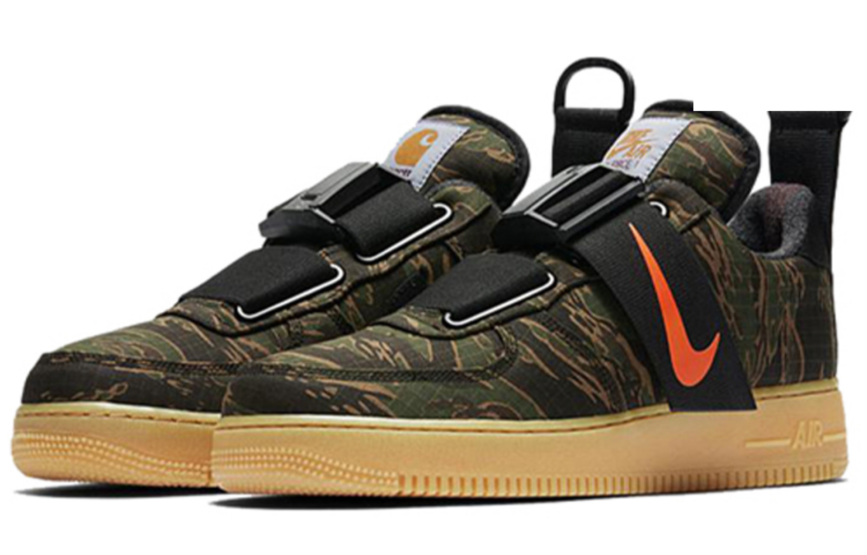 Фото № 3 с приближением к товару «‎Carhartt Wip X Nike Air Force 1 Utility Prm Wip Skate Shoes Camo GreenTotal Orange-Gu»