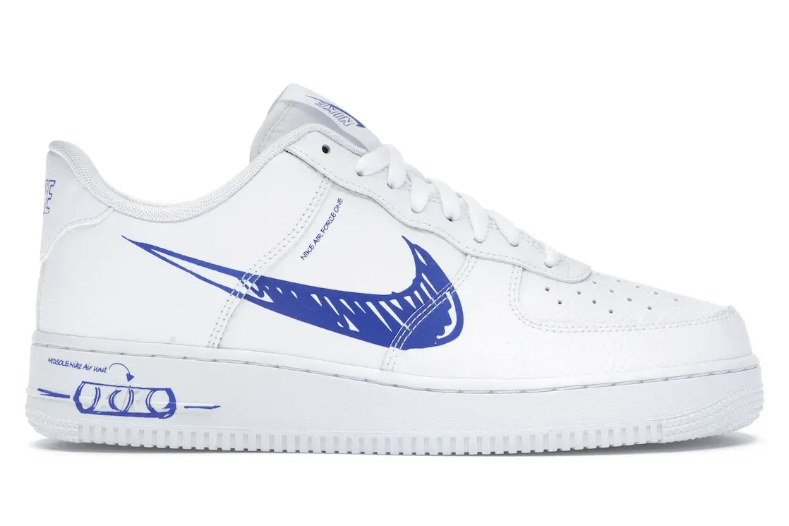 Фото № 1 с приближением к товару «‎Nike Air Force 1 Low Sketch White Royal»