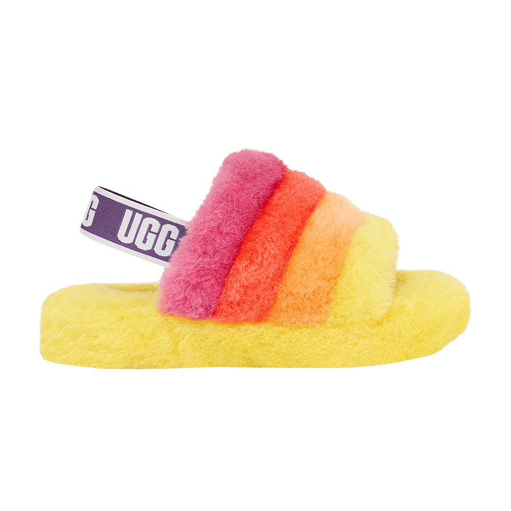 UGG Fluff Yeah Slide Kids Yellow Rainbow