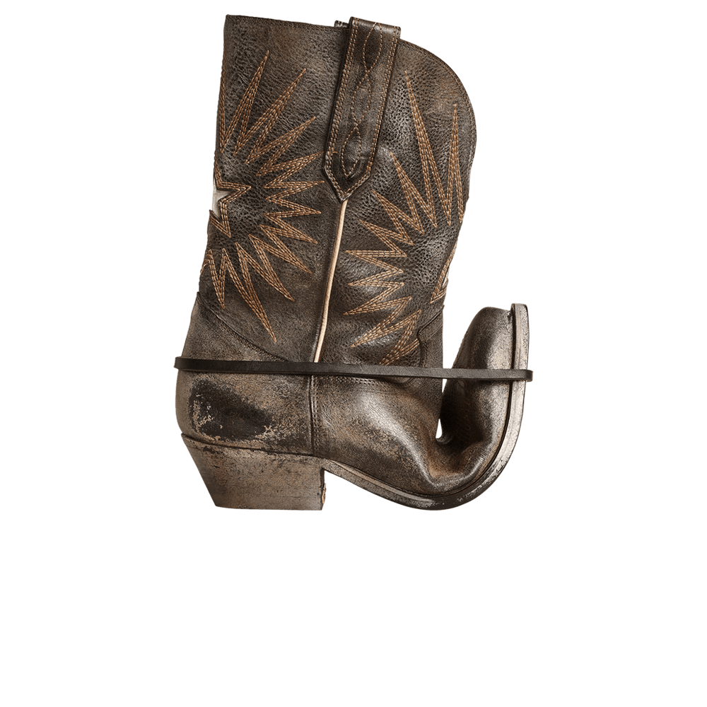 Golden Goose Low Wish Star Boot Black Ecru Silver