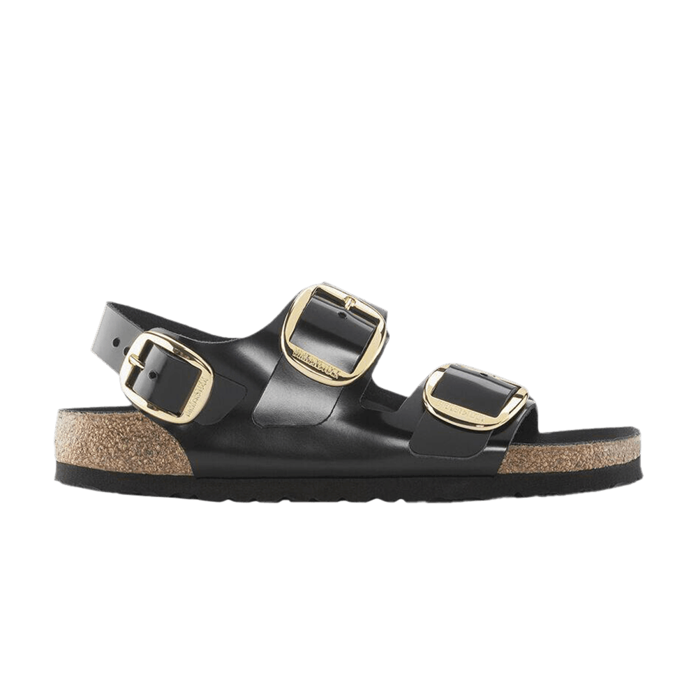 Birkenstock Women's Milano Big Buckle Natural Patent Leather Narrow Black
