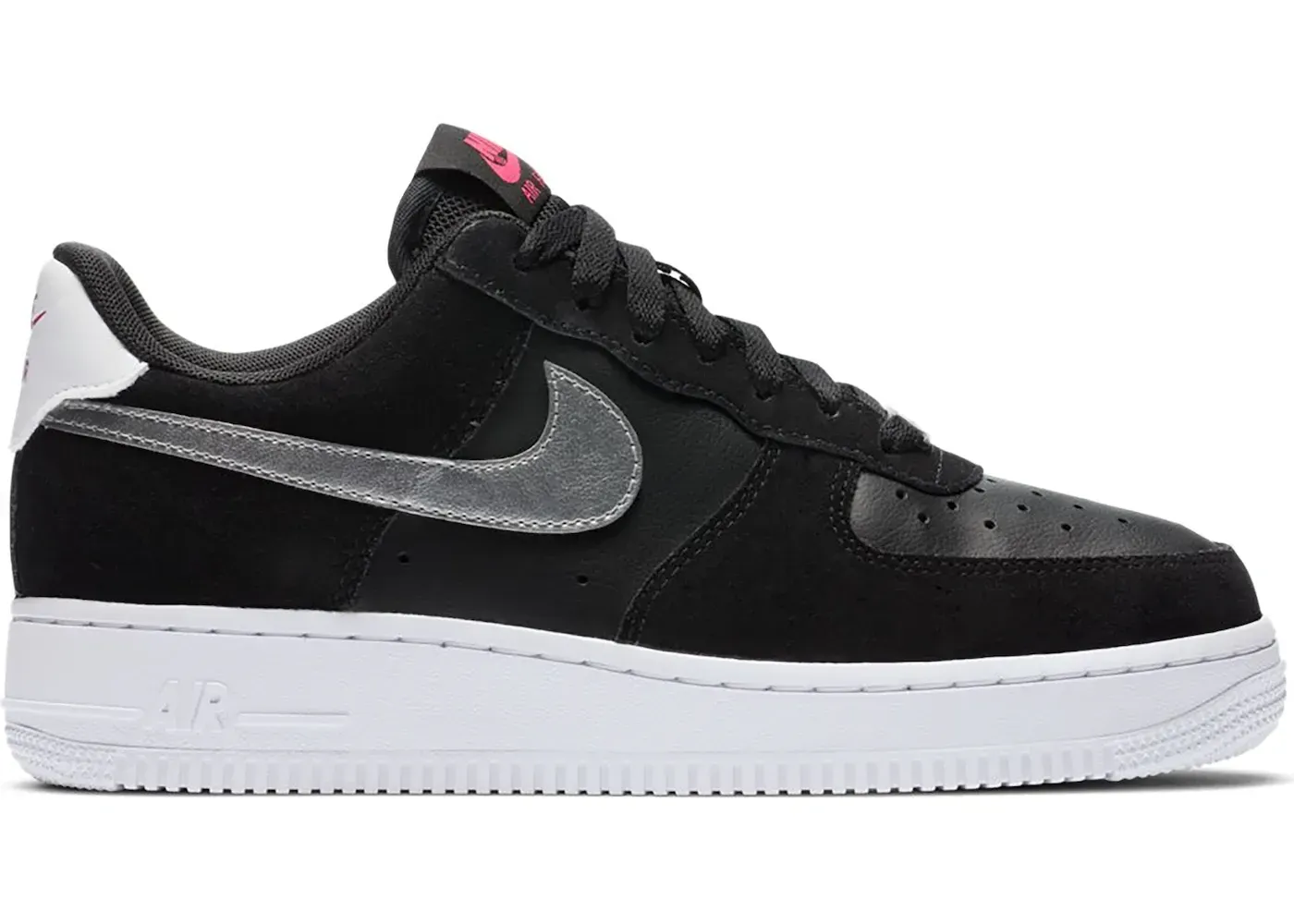 Фото № 1 с приближением к товару «‎Nike Air Force 1 Low Black Pink Blast Metallic Silver »