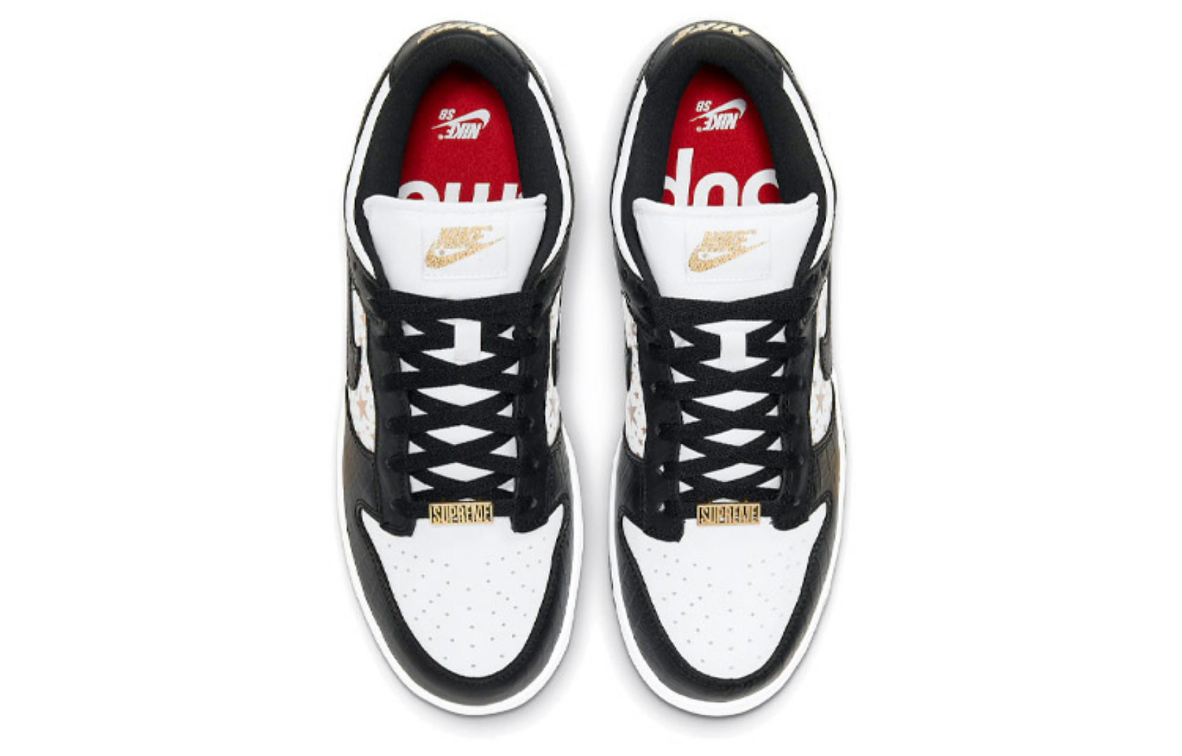 Фото № 4 с приближением к товару «‎Supreme x Nike SB Dunk Low WhiteGoldBlack»