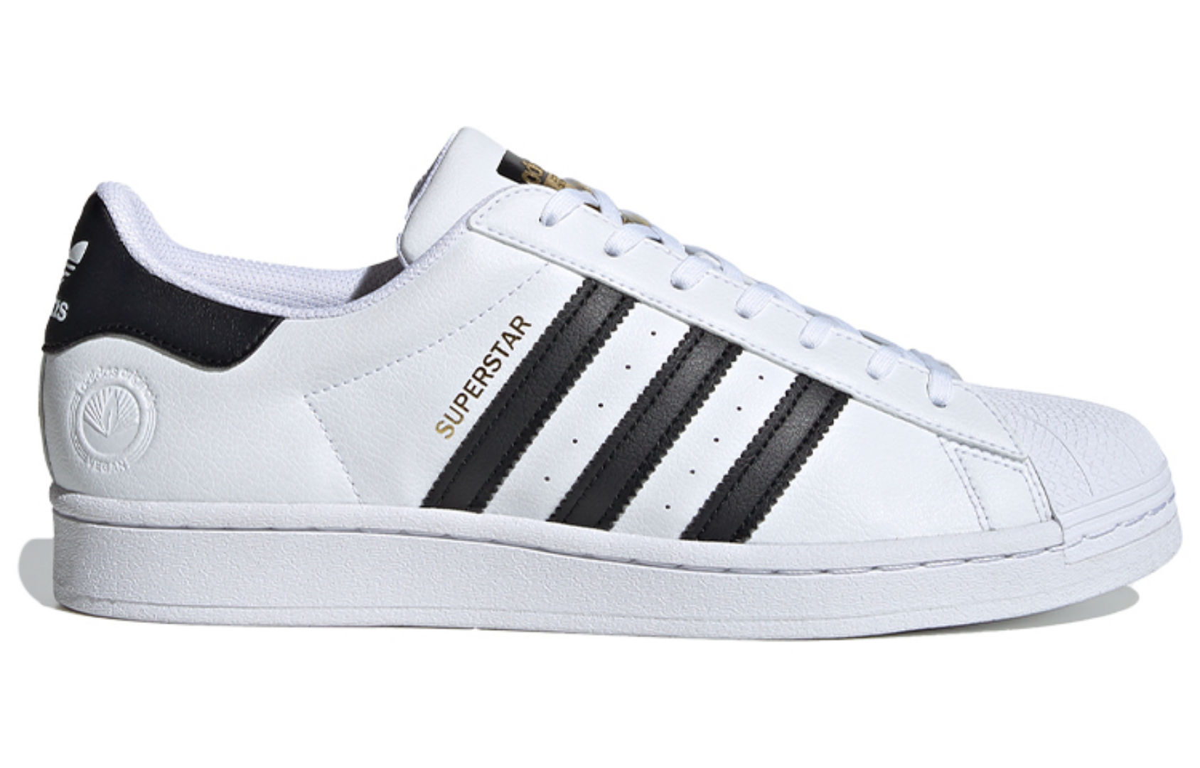 Фото № 2 с приближением к товару «‎adidas originals Superstar Vegan BlackWhiteGold»