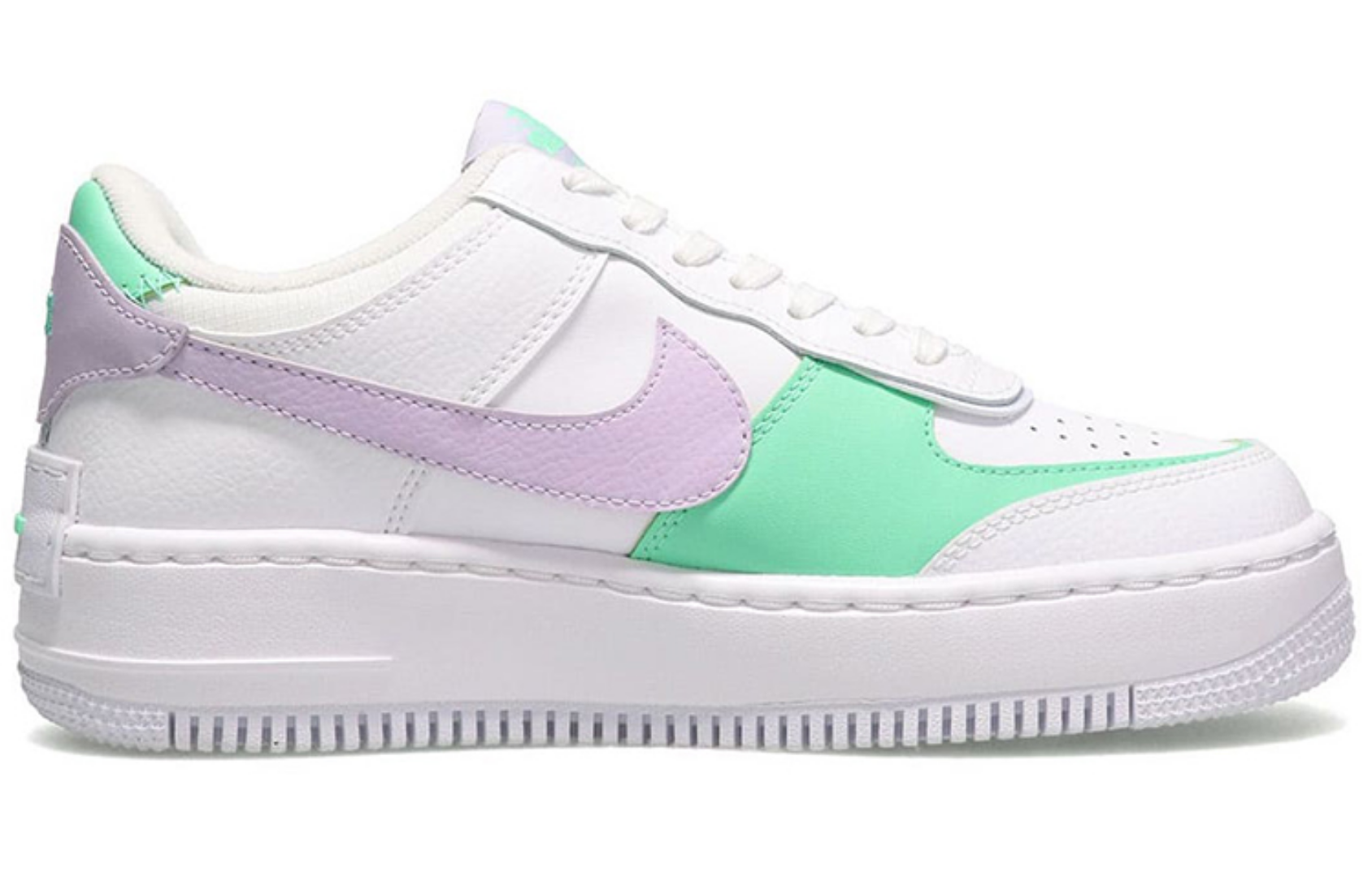 Фото № 2 с приближением к товару «‎Nike Air Force 1 Shadow "Infinite Lilac" Macaroon For Women WhiteGreenPurple»