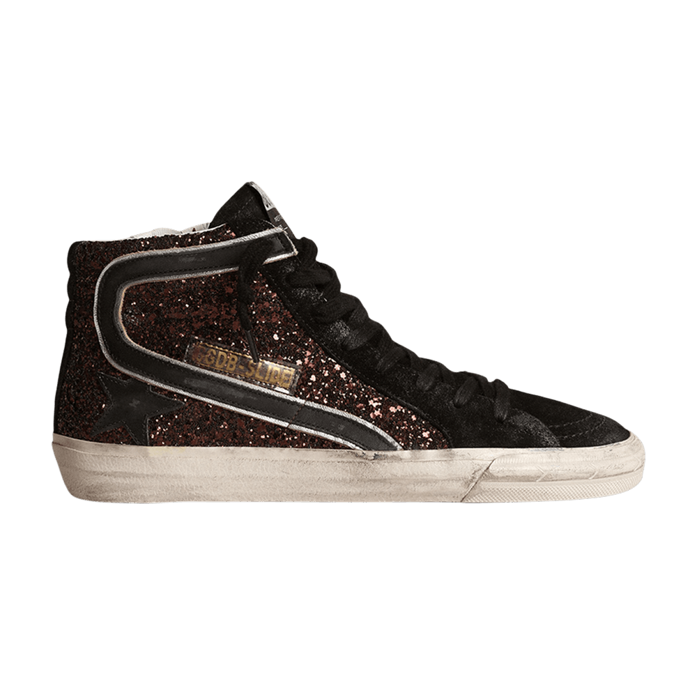 Golden Goose Women's Slide Sneaker Coffee Brown Glitter