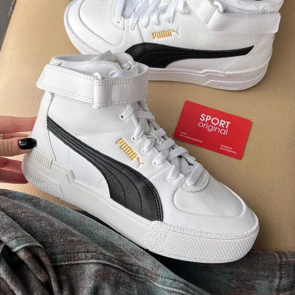 Puma высокие кожаные кеды — живое фото