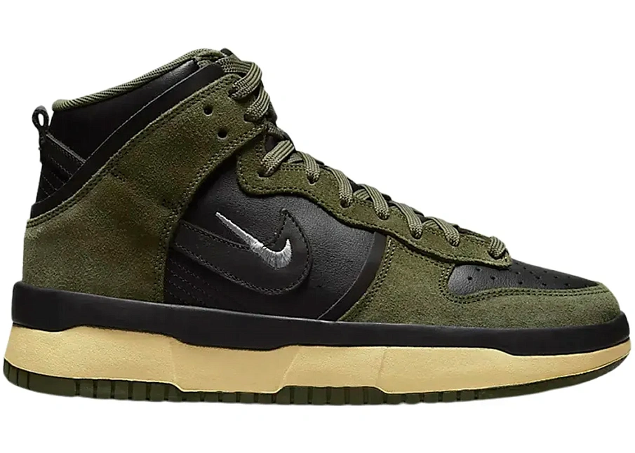 Фото № 1 с приближением к товару «‎Nike Dunk High Up Medium Olive Black Velvet Brown Wolf Grey »