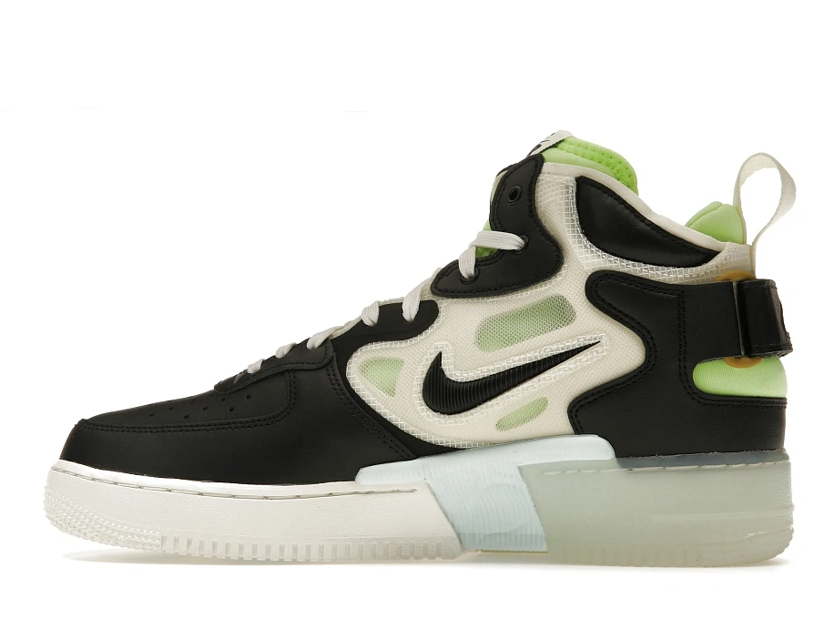 Фото № 5 с приближением к товару «‎Nike Air Force 1 React Mid Black Sail Ghost Green»